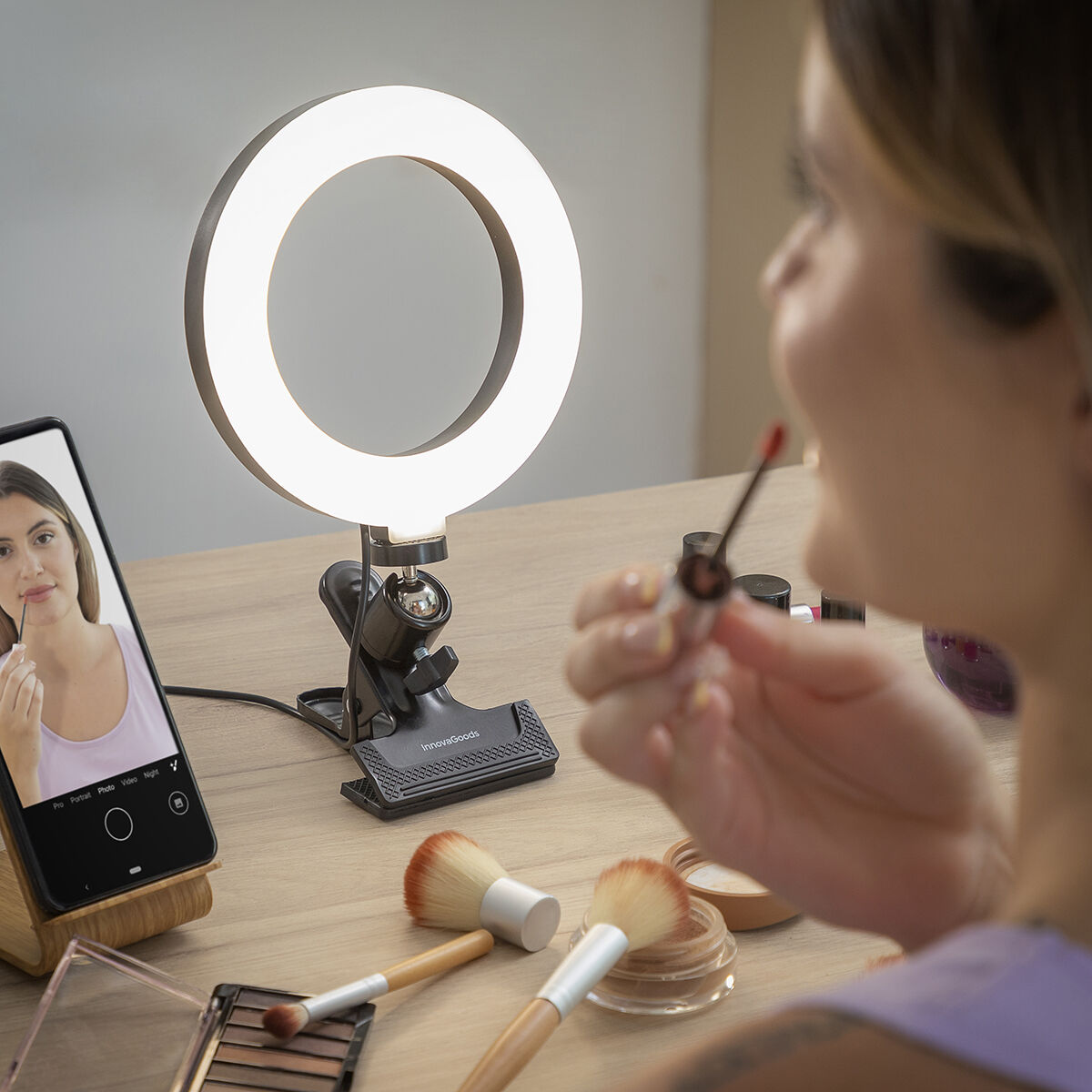 Selfie-ring med holderklemme Lumahoop InnovaGoods